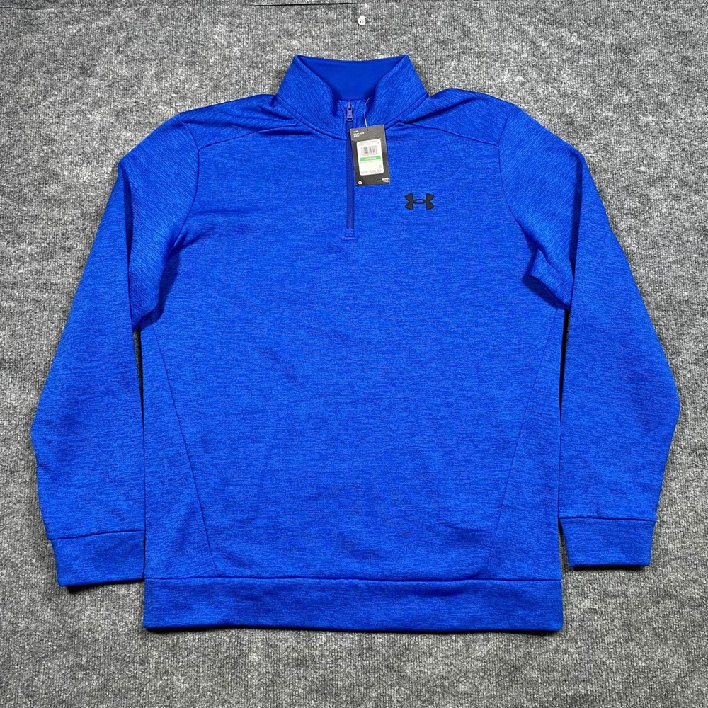 Under Armour Mens Armour Fleece Twist Quarter Zip‎ Blue Pullover 1373359 Large